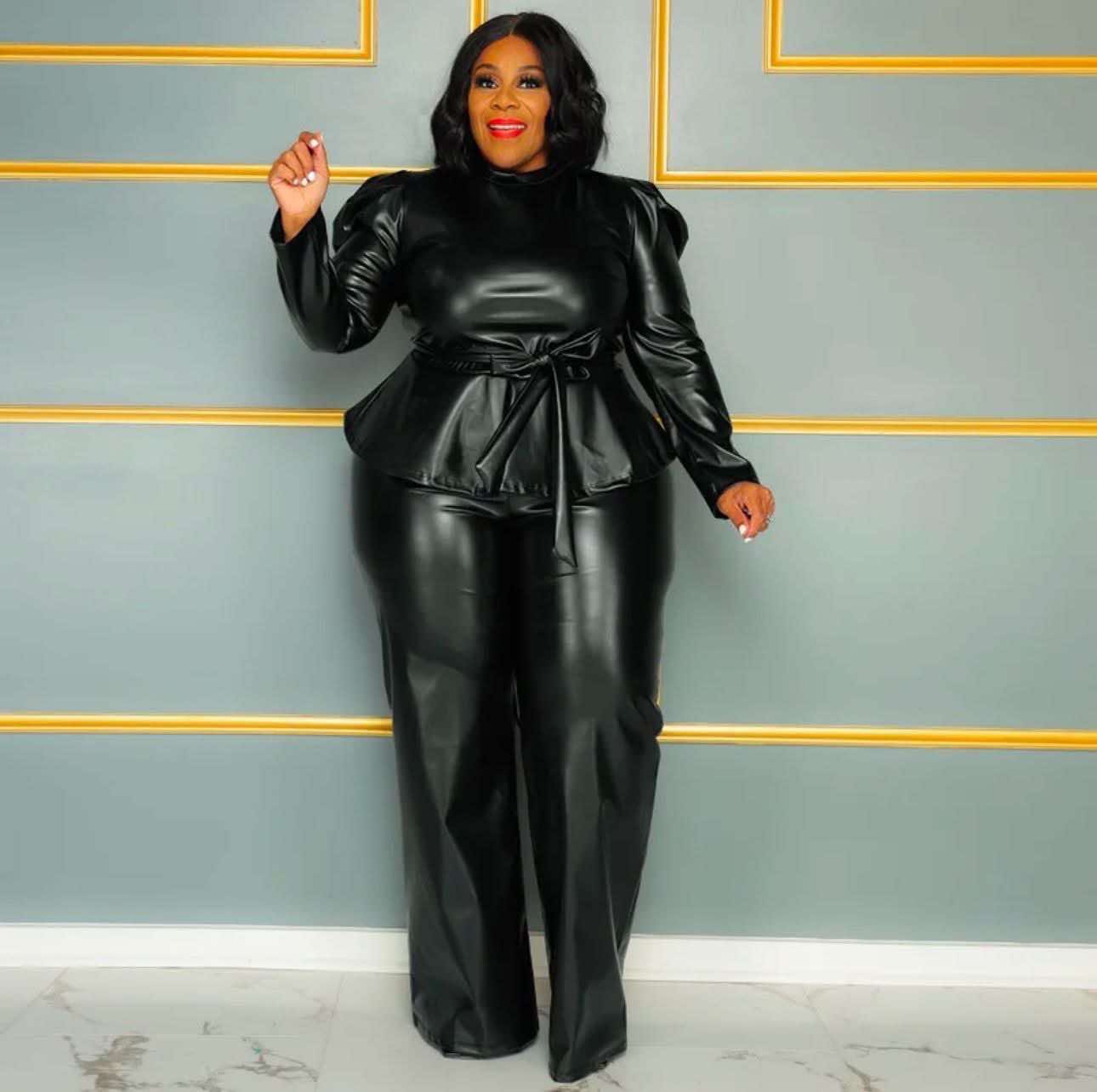 Leather Black 2 Piece Set